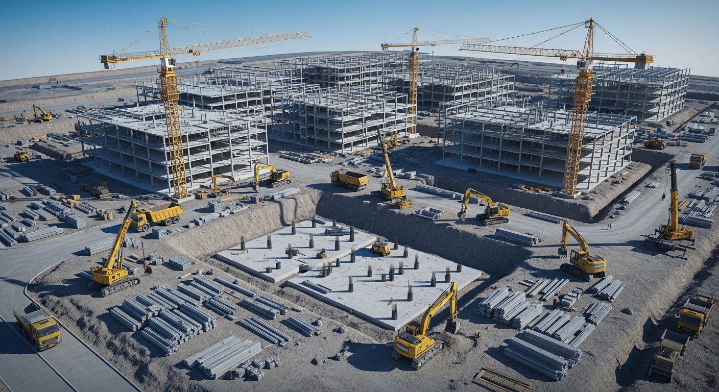 Commercial construction site from above